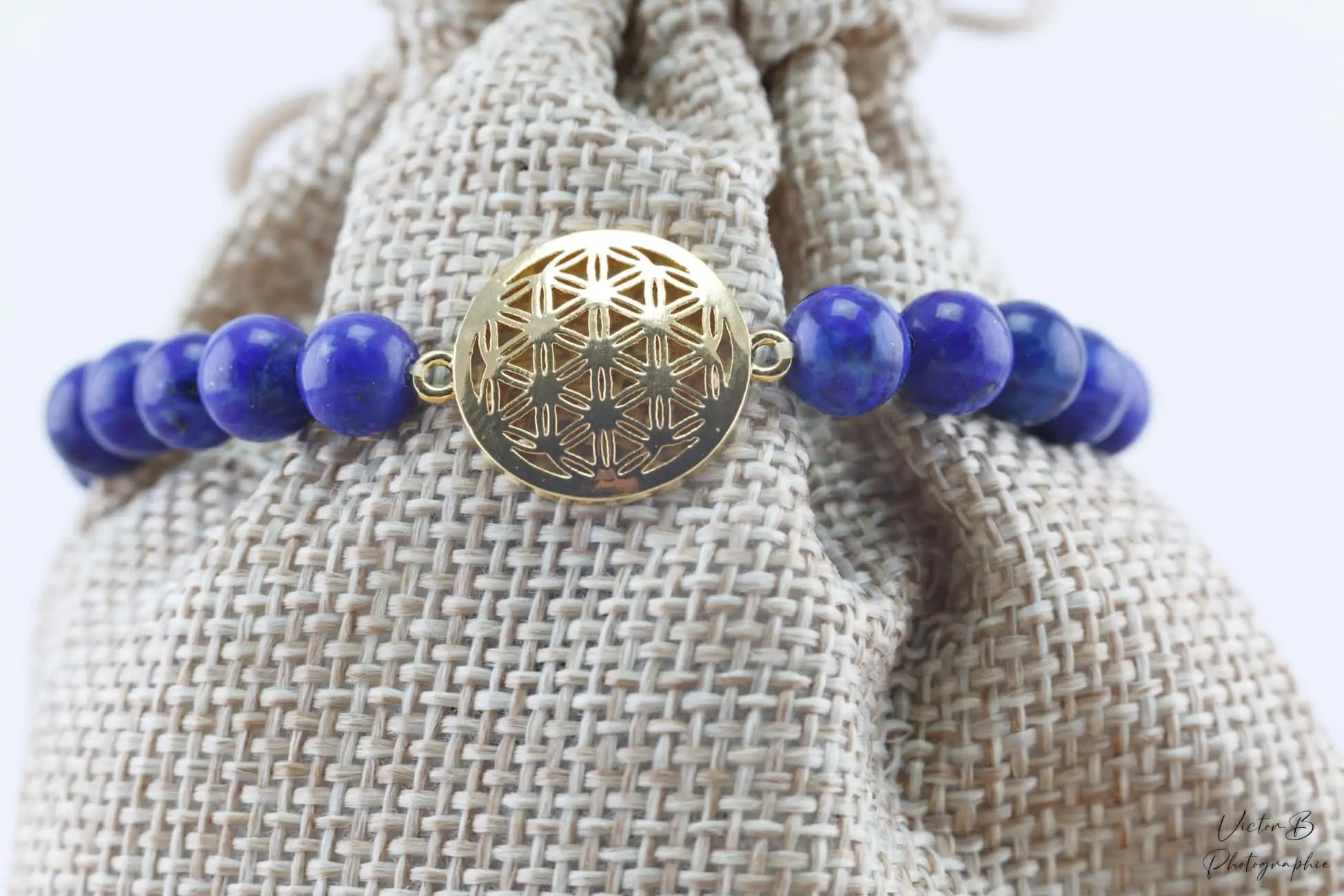 Bracelet By Aude Lapis lazuli Fleur de vie